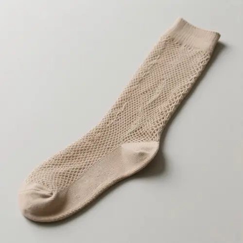 日系純色網眼鏤空中筒襪